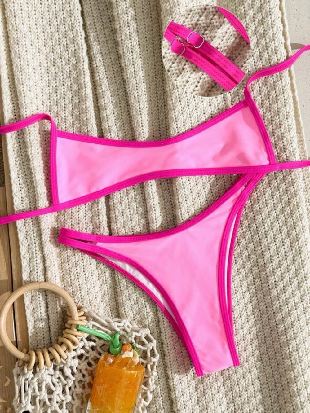 Shein Hot Pink Two-Piece Bikini Set